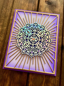 Holographic Silver Medallion Radiant Rays Blank Card