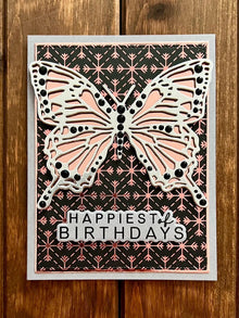 Silver and Rose Gold Butterfly Happiest of Birthdays Card