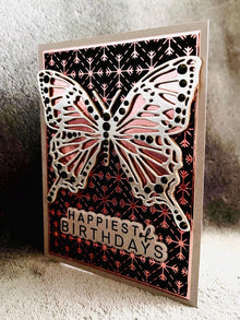 Silver and Rose Gold Butterfly Happiest of Birthdays Card