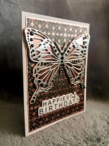 Silver and Rose Gold Butterfly Happiest of Birthdays Card