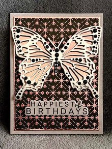 Silver and Rose Gold Butterfly Happiest of Birthdays Card