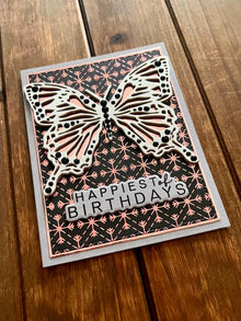 Silver and Rose Gold Butterfly Happiest of Birthdays Card