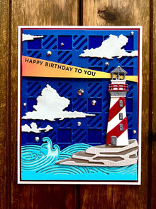 Lighthouse at Night Scene Happy Birthday to You Card
