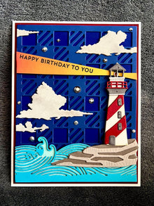 Lighthouse at Night Scene Happy Birthday to You Card