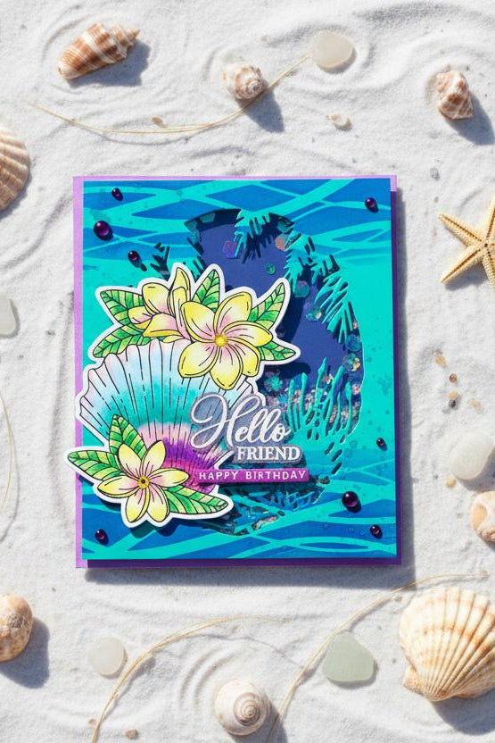 Seashell Hello Friend Happy Birthday Shaker Card