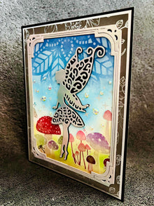 Silver Fairy and Mushrooms in a Frame Blank Card