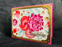 Pink and Mauve Embossed Florals Wishing You a Beautiful Day Card