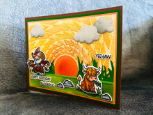 Cowboy Gnome and Cow Green Field with Large Sunset Happy Birthday Buckaroo Card