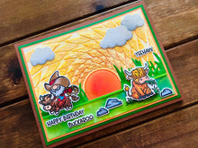 Cowboy Gnome and Cow Green Field with Large Sunset Happy Birthday Buckaroo Card