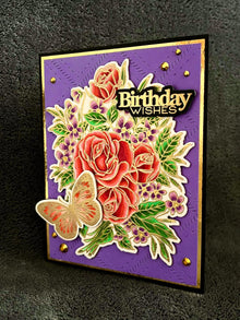 Roses and Butterfly Birthday Wishes Card (Testing Shuttle)