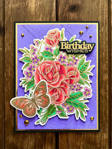 Roses and Butterfly Birthday Wishes Card (Testing Shuttle)