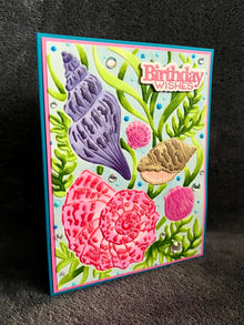 Embossed Seashells and Seaweed Birthday Wishes Card