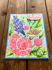 Embossed Seashells and Seaweed Birthday Wishes Card
