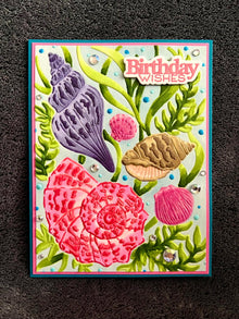 Embossed Seashells and Seaweed Birthday Wishes Card