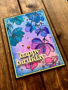 Watercolored Abstract Hanging Florals Happy Birthday Card