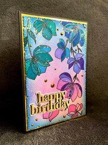 Watercolored Abstract Hanging Florals Happy Birthday Card