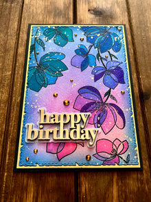 Watercolored Abstract Hanging Florals Happy Birthday Card