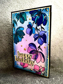 Watercolored Abstract Hanging Florals Happy Birthday Card