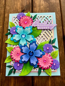 Fanciful Floral Cluster Birthday Wishes Card