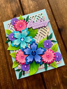 Fanciful Floral Cluster Birthday Wishes Card