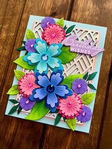 Fanciful Floral Cluster Birthday Wishes Card