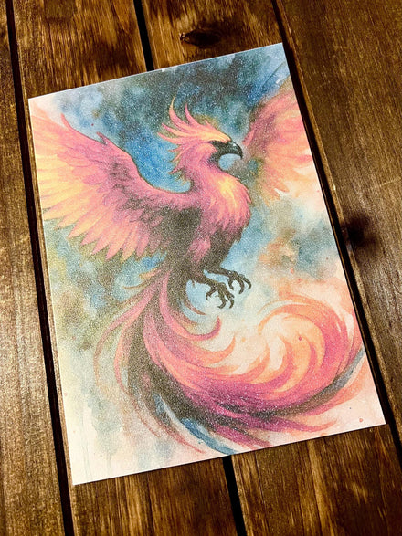 Flying Orange Phoenix Blank Card