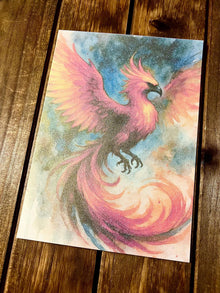 Flying Orange Phoenix Blank Card