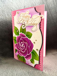 Mauve Rose Happy Birthday Card