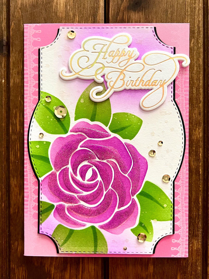 Mauve Rose Happy Birthday Card