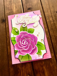 Mauve Rose Happy Birthday Card