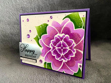 Plum Colored Large Floral Bloom Happy Birthday Card