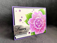 Plum Colored Large Floral Bloom Happy Birthday Card