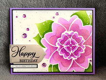 Plum Colored Large Floral Bloom Happy Birthday Card