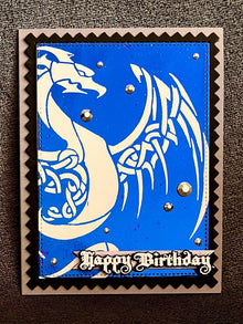 Celtic Dragon Blue Foiled Happy Birthday Card