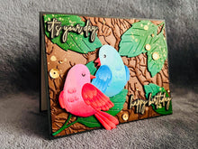 Red and Blue Bird Duo and Forest Leaves It's Your Day Happy Birthday Card