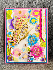 Gold Butterfly and Foiled Florals Birthday Wishes Card