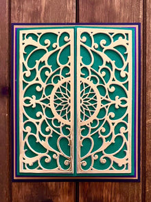 Passion Flower Filigree Panel Gatefold Blank Card