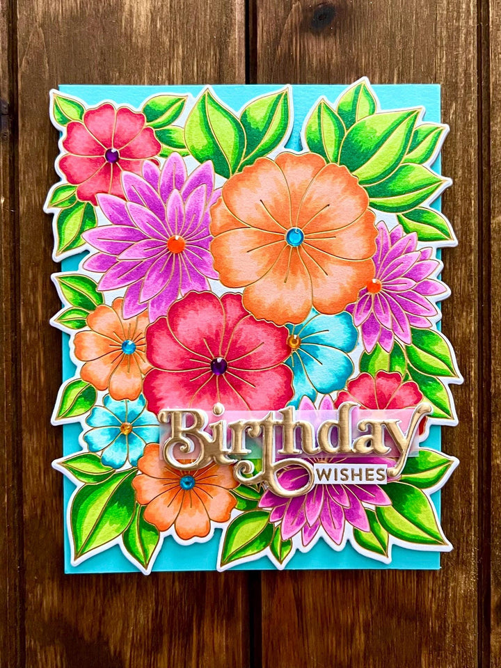 Blooming Garden Florals Birthday Wishes Card
