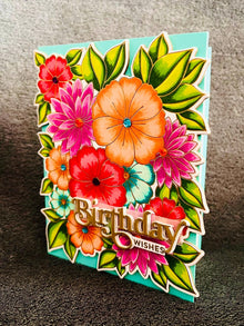 Blooming Garden Florals Birthday Wishes Card