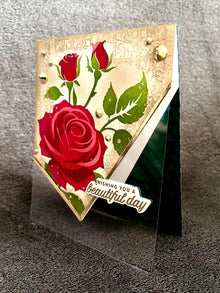Red Vintage Rose Wishing You a Beautiful Day Partial Acetate Card