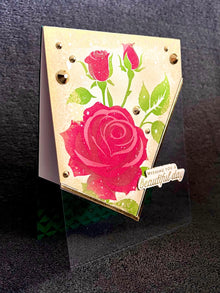 Red Vintage Rose Wishing You a Beautiful Day Partial Acetate Card