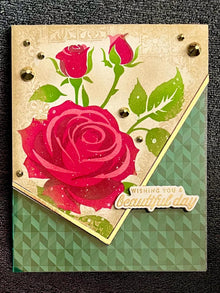 Red Vintage Rose Wishing You a Beautiful Day Partial Acetate Card
