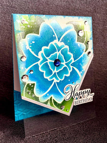 Large Blue Bloom Happy Birthday Partial Acetate Card