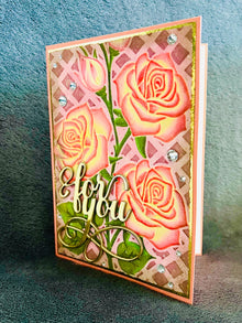 Embossed Two-Toned Pink and Yellow Roses For You Card