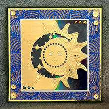 Gold Sun and Moon Cutout Glitter Background Blank Card