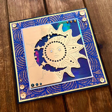 Gold Sun and Moon Cutout Glitter Background Blank Card