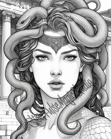 Medusa's Gaze | Mythic Gorgon Portrait Print | Fantasy Line Art | Greek Myth Wall Art | 2 Sizes