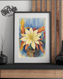 Queen of the Night Bloom | Vibrant Cactus Flower Watercolor | Exotic Floral Fantasy Print | Botanical Wall Art | 2 Sizes