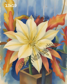 Queen of the Night Bloom | Vibrant Cactus Flower Watercolor | Exotic Floral Fantasy Print | Botanical Wall Art | 2 Sizes