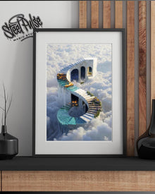 Stairway to Eternity | Surreal Cloud Palace Spiral | Fantasy Heaven Staircase Print | Epic Dreamscape Wall Art | 2 Sizes